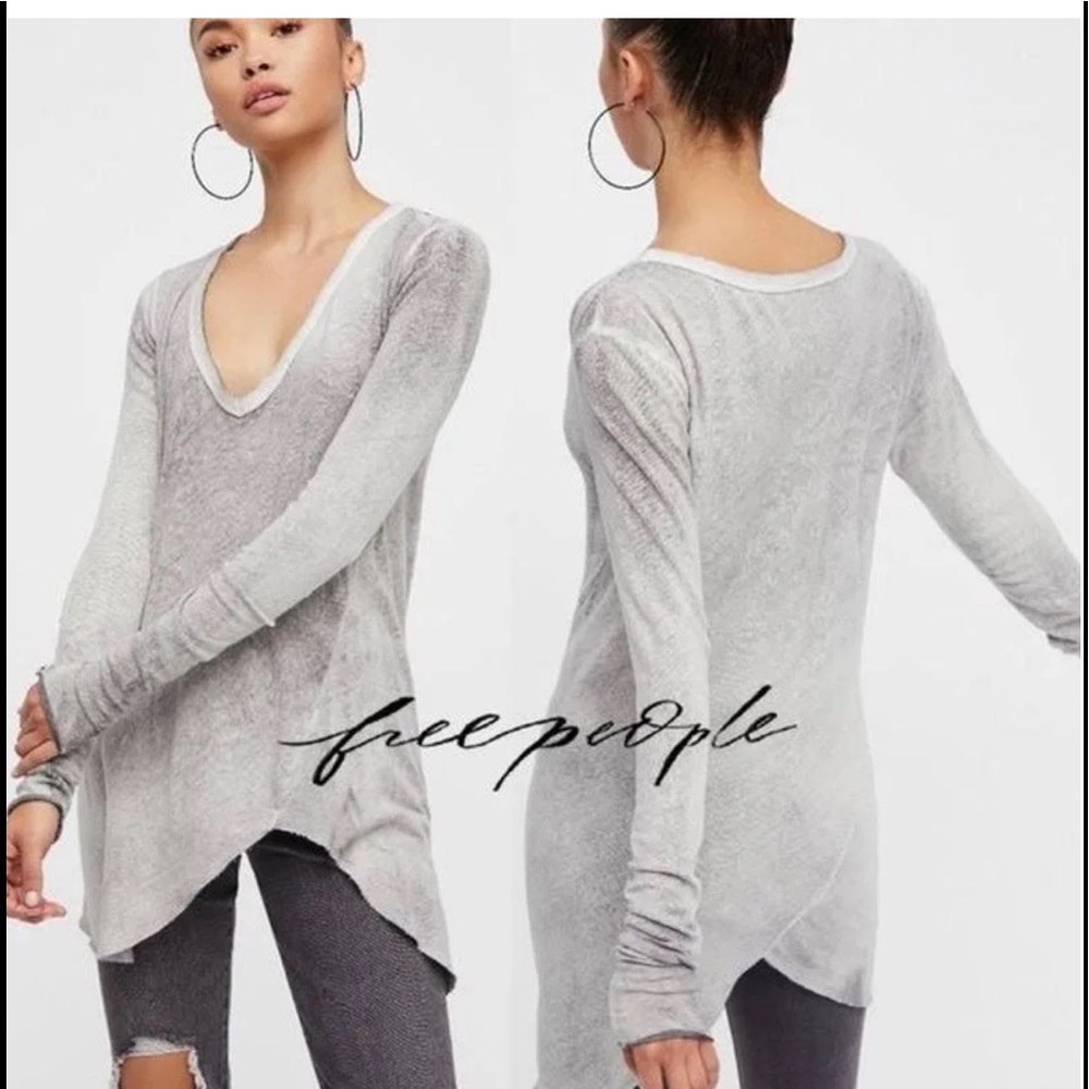 free People We the Free grey long beach tee NWOT